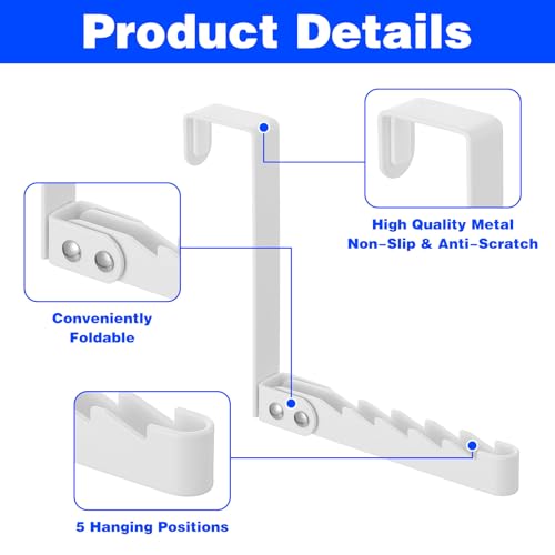 4 Pack Over The Door Hooks Hanger, Foldable Clothes Drying Rack, Space Saving Door Hanger for Clothing, Towels, Coats in Bedroom Bathroom Laundry Room