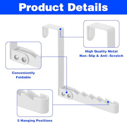 4 Pack Over The Door Hooks Hanger, Foldable Clothes Drying Rack, Space Saving Door Hanger for Clothing, Towels, Coats in Bedroom Bathroom Laundry Room