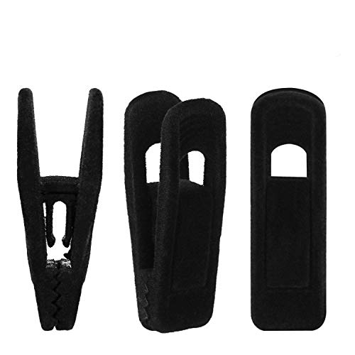 Tinfol Velvet Hanger Clips, 24 Pack Black Pants Hangers Clips, Large Opening Clothes Pin, Strong Finger Flocked Clip Perfect for Use with Slim-line Clothes Velvet Hanger - color: Black, size: 24PC