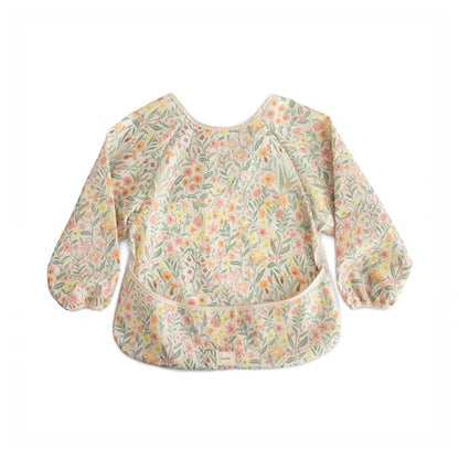 mushie Long Sleeve Baby Bib | Water Resistant Adjustable Fit - color: Pastel Blooms