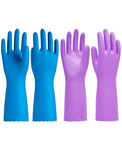PACIFIC PPE 2 Pairs Cleaning Gloves, Cotton Liner, Purple+Blue, Medium - color: Purple+blue, size: Medium (Pack of 2)