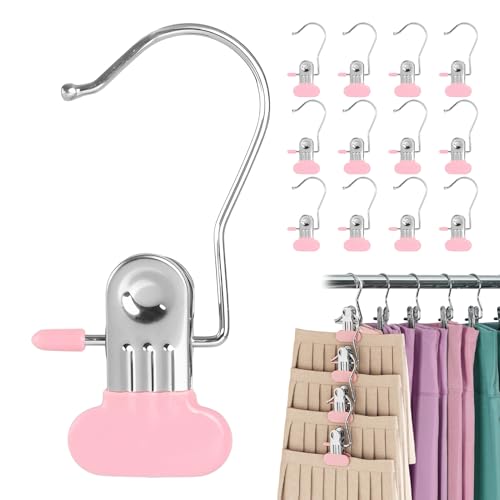 Pants Socks Hanger with Clip (Plus Version) for Hanging Leggings in Closet, Space Saving Yoga Pants Hanger Clip Hanger Organizer, Organizer and Organizer for Jeans, Shorts, Skirts, Hats (Pink) - color: Pink