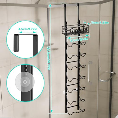 HapiRm Over The Door Towel Rack - 8 Tier Wall Mount Rolled Towel Holder Storage Organizer Shelf with Storage Basket for Small Bathroom, Rv, Camper - Black - size: 8-Tier Wall Mounted