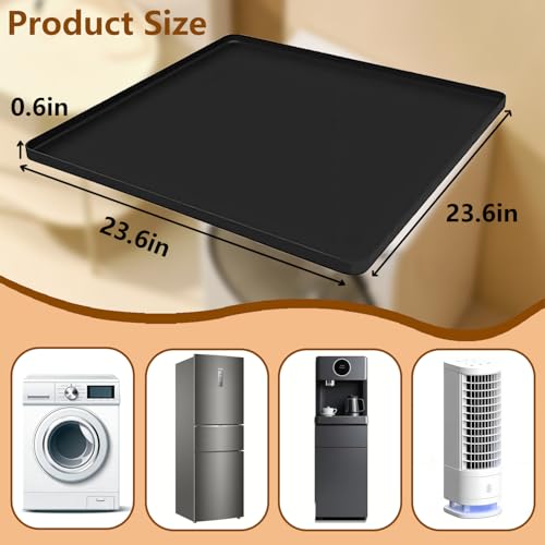 Washer Dryer Top Protector Mat 24"x24" Anti-Vibration Anti-Slip Washing Machine Cover, Raised Edge Waterproof Pad, Shock-Absorbing Silicone Mat for Laundry Basket & Detergent Organizer, Black - size: 24*24