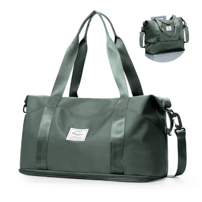 Travel Duffel Bag,Sports Tote Gym For Spirit Airlines Personal Item Bag 18x14x8 Foldable,Carry on Shoulder Expandable Weekender Overnight for Women,Green - color: A6-Green
