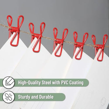 Mr. Pen- PVC-Coated Utility Clips, 2 Inch, 18 Pack, Red - color: Red