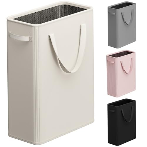 Optish 50L Slim Laundry Hamper, Baby Hamper for Nursery with Handles, Narrow Laundry Basket for Dorm, Bedroom, Living Room, Collapsible Laundry Basket, White - color: White, size: 50L