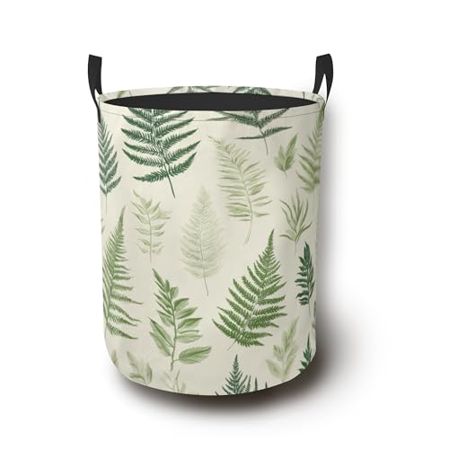 Fern Herbs Laundry Basket,Botanical Foldable Oxford Cloth Laundry Hamper with Handles Waterproof Dirty Clothes Storage Basket for Bathroom Bedroom Dorm Room 16" x 20.8" - color: Fern Herbs Botanical