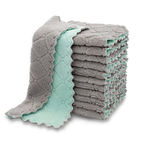 kimteny 12 Pack Dish Cloths for Washing Dishes - color: Green-grey