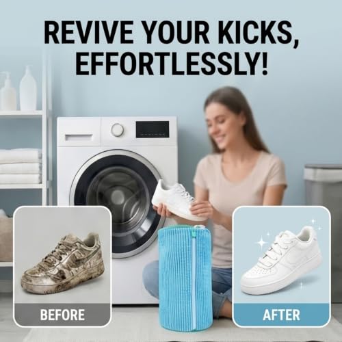 2 Pack Shoe Washing Machine Bag, Works for Washer & Dryer, Reusable Laundry Bag with Self-Locking Zipper, 360° Deep Cleaning for Sneakers and Tennis Shoes (Blue) - color: Blue