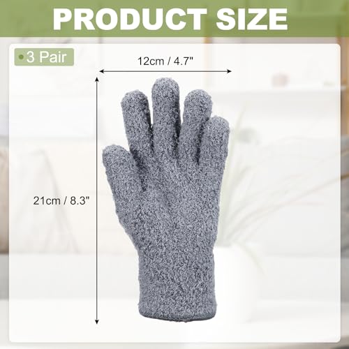uxcell Microfiber Gloves, Reusable Washable Plant Dusting Gloves Cleaning Mittens for Auto Plants Household Kitchen - color: Gray
