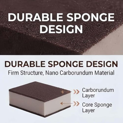 2026 Magic Nano Emery Cleaning Sponge - Carborundum Sponge Brush Eraser & Scrub Pad, Heavy Duty Pot Scrubber for Stains, Pack（5 with Handle）
