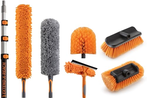 20 Foot High Ceiling Duster Kit and Scrub Brush with 4-12 ft Extension Pole - size: 12 feet