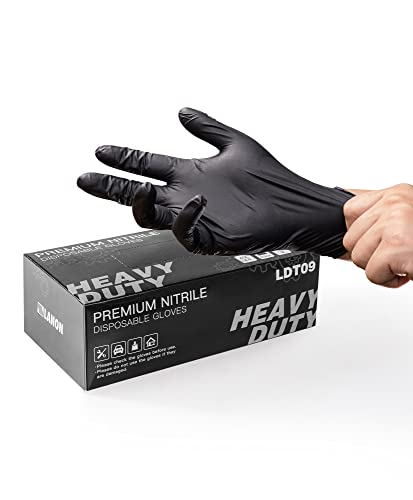 LANON 6-mil Black Nitrile Disposable Gloves, Food-Safe, Powder-Free, Heavy-Duty, Textured Fingertips, Latex-Free, XL - size: X-Large (Pack of 100)