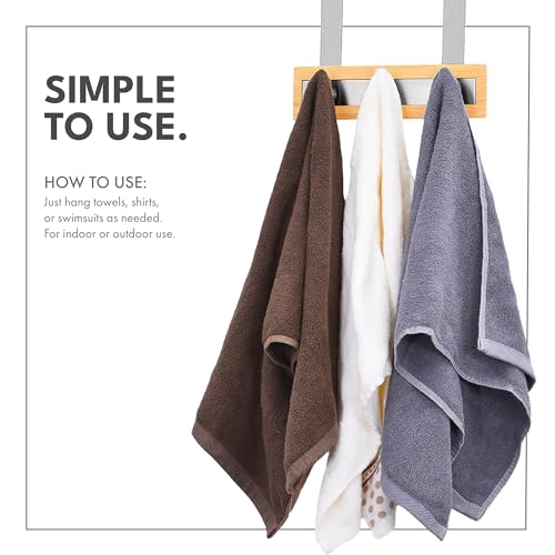ToiletTree Products Bamboo Stainless Steel Over-the-Door Towel Hooks - Durable Coat, Clothes, and Towel Rack to Use in the Bathroom, Laundry Room, and Closet - 3 Hooks - size: 3 Hook