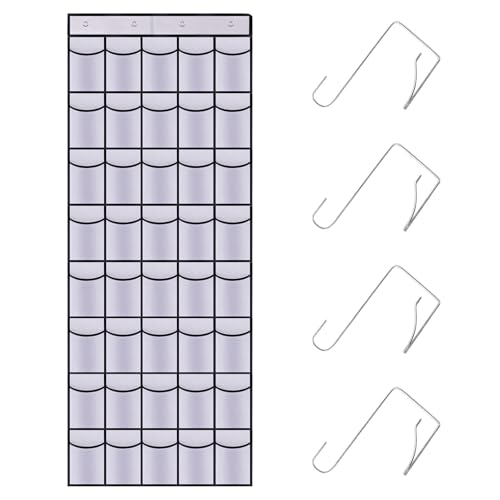 40 Pocket Over The Door Shoe Organizer,with 4 Metal Hooks (White) - color: white, size: 77" x 27"