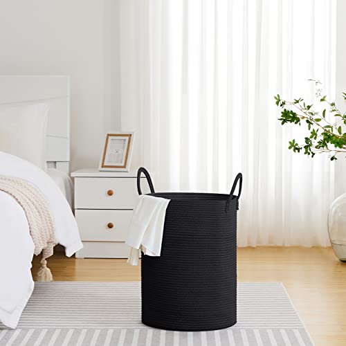 VIPOSCO 58L Tall Woven Laundry Basket Hamper, Black - color: Black, size: 58L