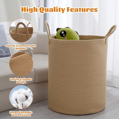 Woven Laundry Basket, Nursery Hamper, 15x15x18 Inch, Oatmeal - color: Oatmeal