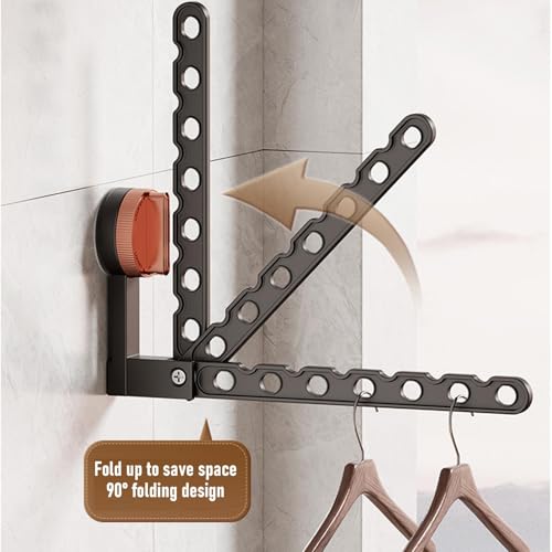 Yosoo Health Gear Wall Mounted Foldable Clothes Drying Rack, Suction Cup Laundry Rack with Metal Strap for Bathroom, Bedroom, Laundry Room, Space Saving Portable Design