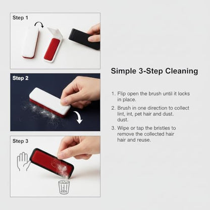 4Pcs Reusable Velvet Lint Brush for Clothes, Portable Travel Lint Remover, Static Electricity Lint Brush for Pet Hair, Dust, Fluff on Furniture and Car Seats (Black & White)