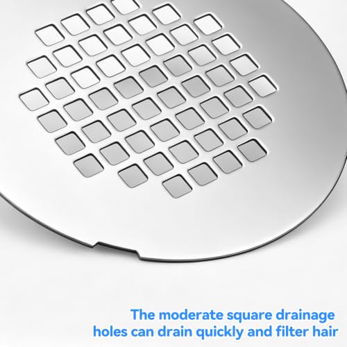 4-1/4" OD Snap-In Shower Drain Cover, Brushed Nickel Strainer Replacement - color: Light Silver