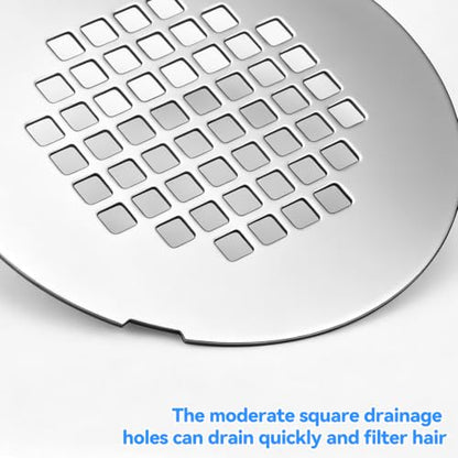 4-1/4" OD Snap-In Shower Drain Cover, Brushed Nickel Strainer Replacement - color: Light Silver