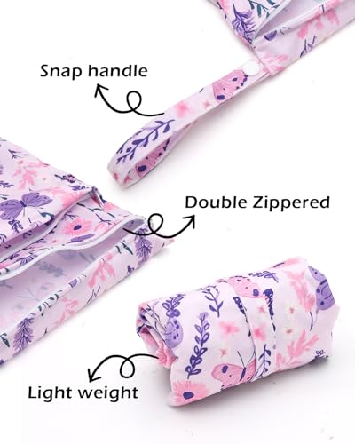 ALVABABY 3 Pack Wet Dry Bags for Cloth Diapers, Swimsuits & Gym Clothes, Waterproof Reusable Baby Diaper Bag with 2-Zippered Compartments, Hanging Strap, Machine Washable, Small/Medium/Large for Dayca - color: Classic flower 08