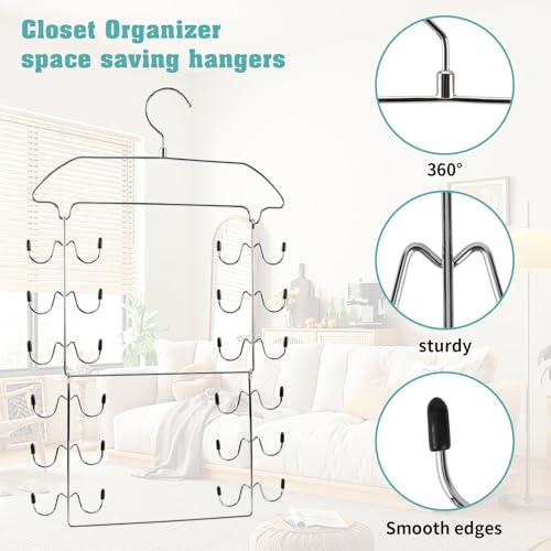 Tank Top Hanger Space Saving, 24 Hooks Bra Hanger for Closet Organization, Metal Multilayer Tank Top Organizer & Camisole Hanger for Underwear, Bathing Suits, Lingerie, 360° Swivel (1 Pack) - size: 1 Pack