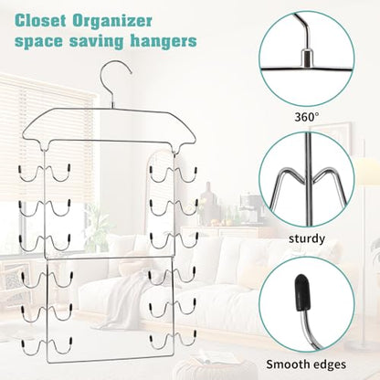 Tank Top Hanger Space Saving, 24 Hooks Bra Hanger for Closet Organization, Metal Multilayer Tank Top Organizer & Camisole Hanger for Underwear, Bathing Suits, Lingerie, 360° Swivel (2 Pack) - size: 2 Pack