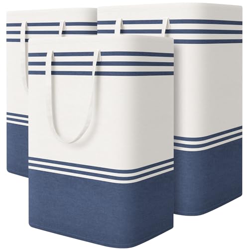 TranquilRelax 3-Pack Laundry Basket, Laundry Hamper, Blue-75L - color: Blue, size: 75L