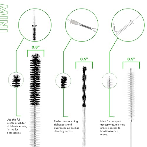 Pipe Perfect Mini Brush Set – 7-Piece Precision Cleaning Kit for Small & Hard-to-Reach Areas | Micro Detail Brushes for Glass, Metal & Silicone | Scratch-Safe, Durable & Reusable (Mini Pack)
