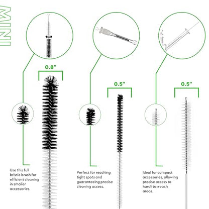 Pipe Perfect Mini Brush Set – 7-Piece Precision Cleaning Kit for Small & Hard-to-Reach Areas | Micro Detail Brushes for Glass, Metal & Silicone | Scratch-Safe, Durable & Reusable (Mini Pack)