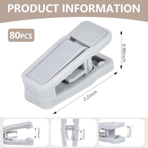 KISEER 80 Pcs Plastic Baby Hanger Clips Slim-line Finger Clips Set for Clothes Hanger Velvet Hanger (Grey) - color: Gray, size: 80 Pcs