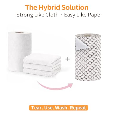 Viraelive Microfiber Cleaning Cloth Roll, 50 Sheets, White Waffle, 12"x12" - color: White Dots
