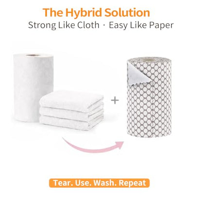 Viraelive Microfiber Cleaning Cloth Roll, 50 Sheets, White Waffle, 12"x12" - color: White Dots