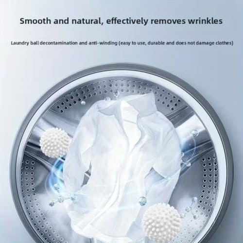 4 Pack Reusable Laundry Balls for Washing Machine - Spiked Dryer Balls to Remove Pet Hair and Lint - Anti-Winding & Anti-Knotting Laundry Scrubber, Softens Clothes and Reduces Wrinkles - 2.36", White