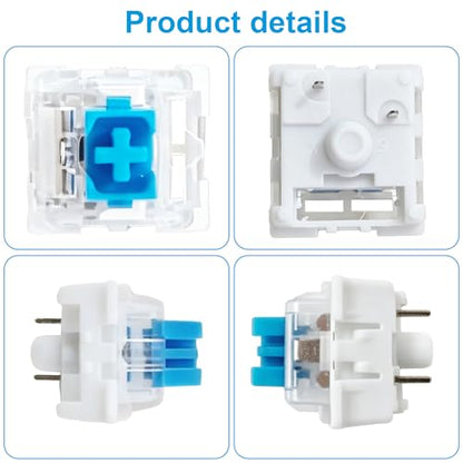 60 Pcs Mechanical Keyboard Switches, 3-Pin Clicky Tactile Dustproof Keyboard Switch Replacement Kit with Switch Puller and Cleaning Brush for Keyboard DIY