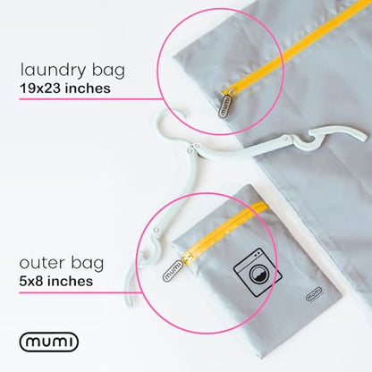 MUMI Smell-Proof Travel Laundry Bag with Folding Hanger, Orange