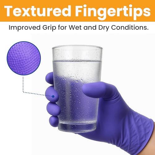 SAFEWAY USA 2000 pcs, Large, 4 Mil Nitrile Disposable Gloves — Multi-Purpose Powder-Free and Non-Latex Textured Fingertips for Medical Use, Nursing, Lab Works, Kitchen Prep, Cleaning, Tattooing & More