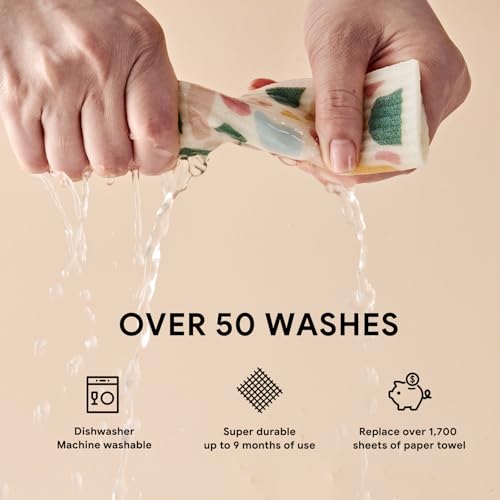 RECYCO Swedish Dishcloths for Kitchen | 5 Pack Urban Boho Terrazzo Washable Dish Rags | Cellulose Reusable Cleaning Paper Towels | Absorbent Counter Dish Cloth Sponge Kitchen Wipes, 8" L x 7" W - color: Urban Boho Terrazzo-5 Pack