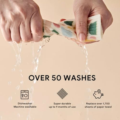 RECYCO Swedish Dishcloths for Kitchen | 5 Pack Urban Boho Terrazzo Washable Dish Rags | Cellulose Reusable Cleaning Paper Towels | Absorbent Counter Dish Cloth Sponge Kitchen Wipes, 8" L x 7" W - color: Urban Boho Terrazzo-5 Pack