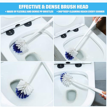 Reallnaive 24 Pcs 18 Inch Toilet Brush Toilet Bowl Cleaner Brush Bathroom Long Plastic Handled Cleaning Scrubber with Hook Hole for Household Bathroom Cleaning Supplies(Flat Handle) - style: Flat Handle