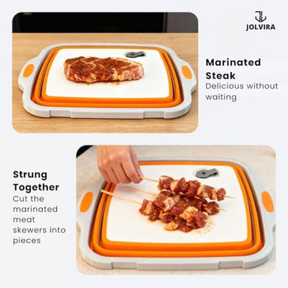 Collapsible BBQ Prep Tub with Lid & meat claws – 8L Multifunctional Food & Meat Prep Basin for Vegetables, Fruits, Washing, Storage and Outdoor Cooking