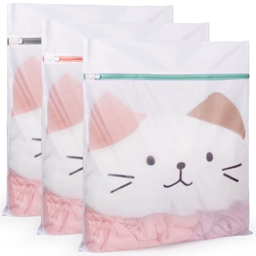 Tenn Well 3Pk 20x23" Mesh Laundry Bags Large Lingerie for Delicates - color: White, size: S (20"x23")