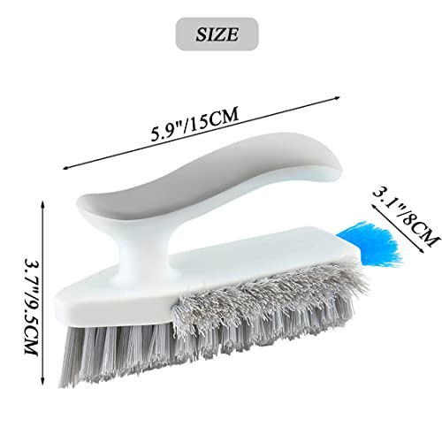 Grout and Corner Scrubber Brush with Scraper Tool 4-in-1, Stiff Bristles Crevice Floor Cleaner for Cleaning Bathroom Kitchen Wall Gap Cleaning Brush