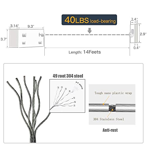 JOOM Retractable Clothesline Indoor, Dual 2 x 13.8 FT Clothes Lines, Gray - color: Gray