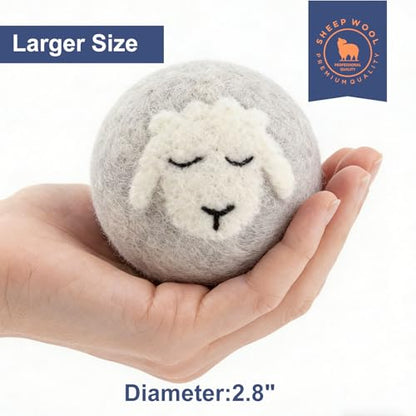 Wool Dryer Balls Handmade 3 Pack XL,Laundry Dryer Balls,100% New Zealand Wool Natural Fabric Softener,Reusable 1000 Loads,Wrinkles Free, Shorten Drying Time,Baby Safe (3 Pack XL,Sleeping Sheep) - color: Sleeping Sheep