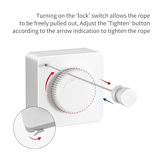 JOOM Retractable Clothesline Indoor,13.7 FT Wall Mounted Single Line,White - color: White Square