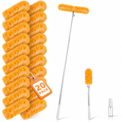 6 ft Extendable Duster Kit with 20 Refills for Swiffer Duster - color: 20 Orange Refills + Extended Handle