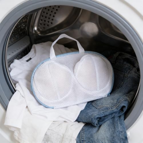 Bra Wash Bag Set, Mesh Laundry Washing Bags with Premium Zipper for Bra, Foldable Mesh Lingerie Underware Wash Bags Protector for Washing Machine - color: Blue